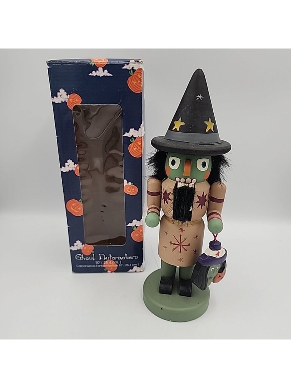 Vintage Ghoul Nutcracker 10" Halloween Witch Wooden Jc Penney